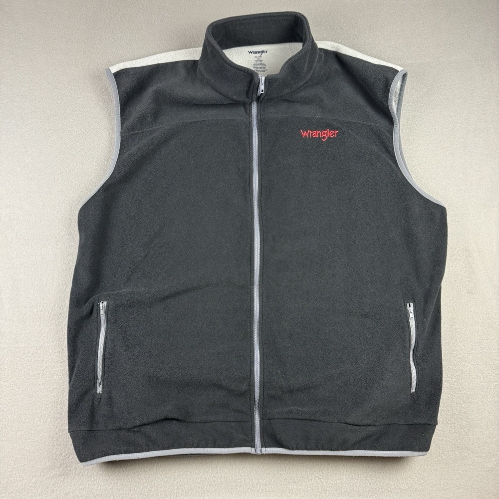 Wrangler Vest Mens 4XLT Tall Charcoal Outdoor Hiking Fleece BROKEN POCKET ZIPPER